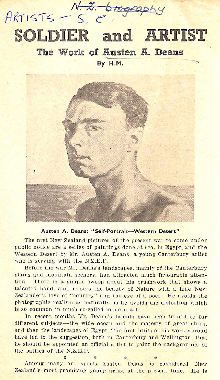 Soldier and Artist: The Work of Austen A Deans