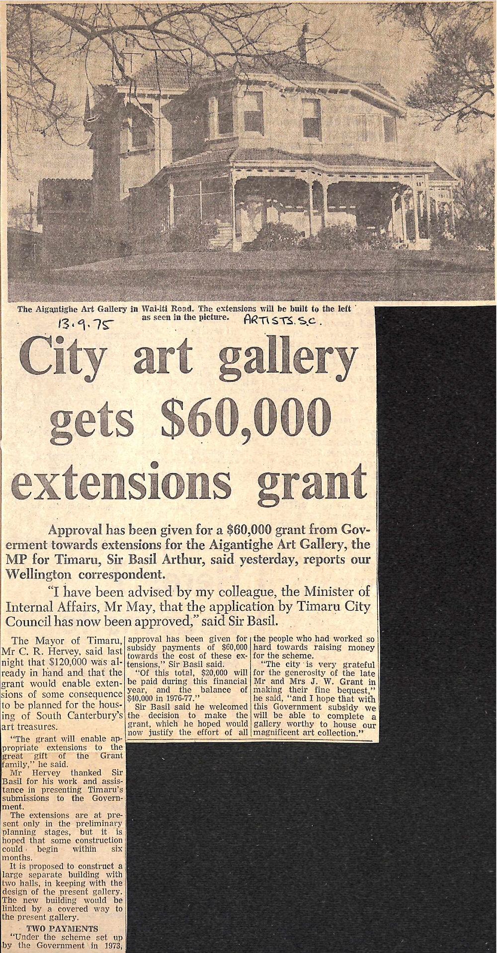 City art gallery gets $60,000 extensions grant