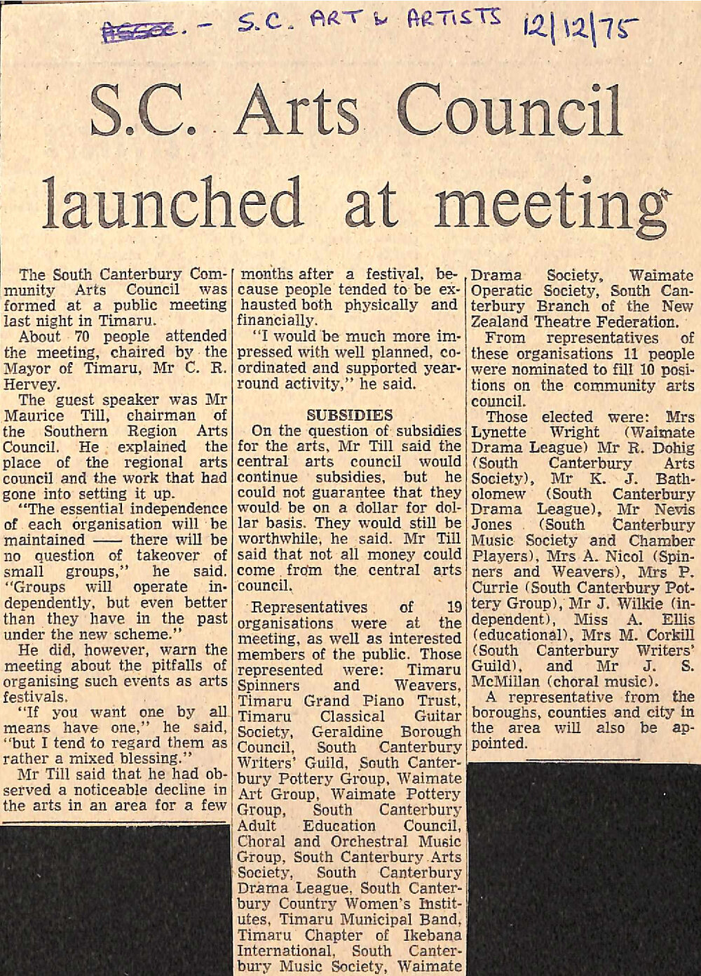 SC Arts Council launched at meeting