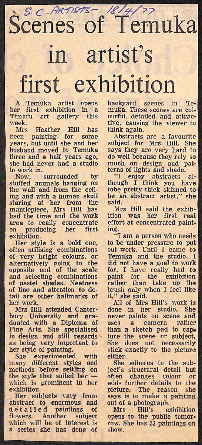 Scenes of Temuka in artist's first exhibition