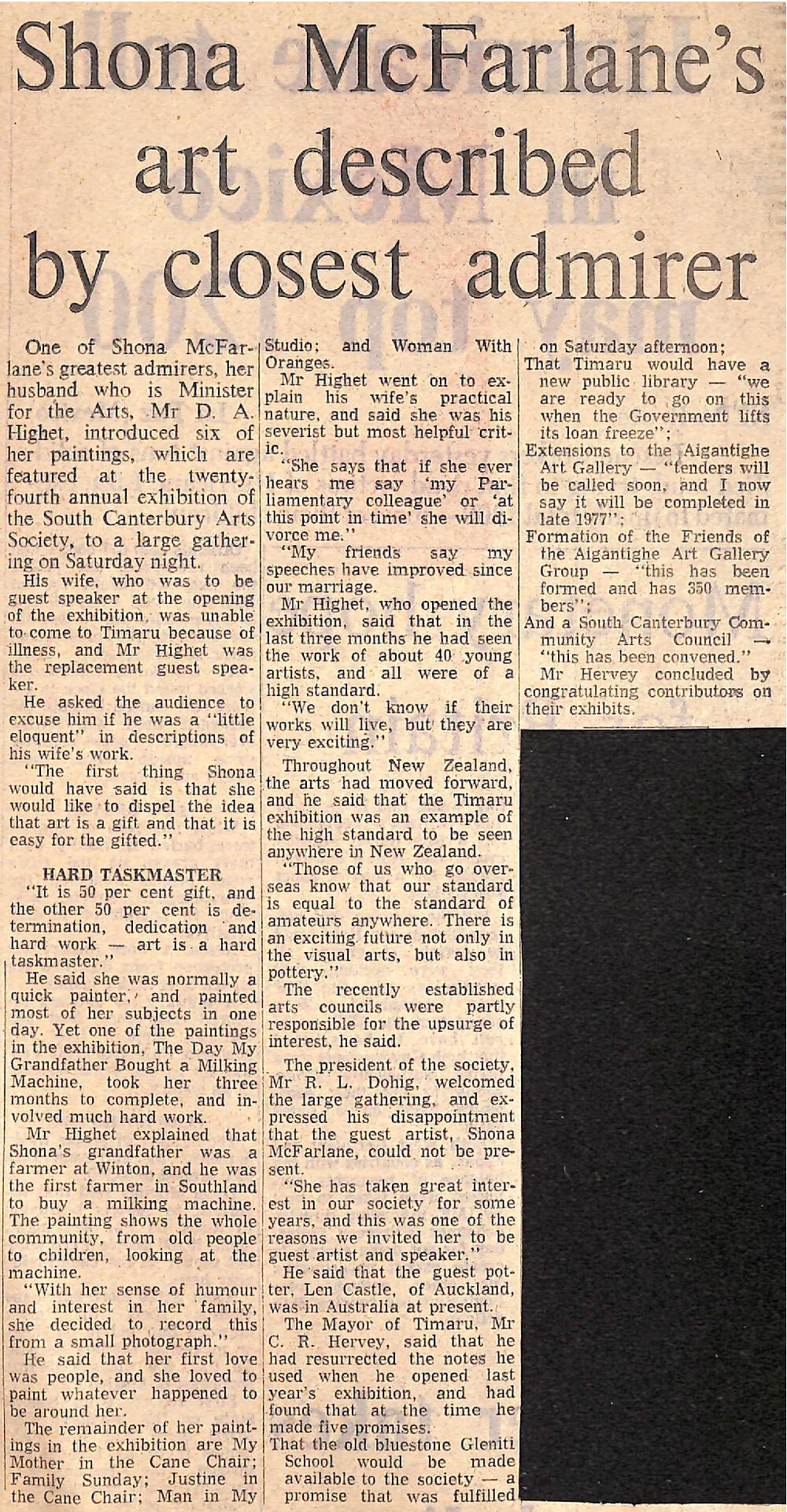 Shona McFarlane's art described by closest admirer