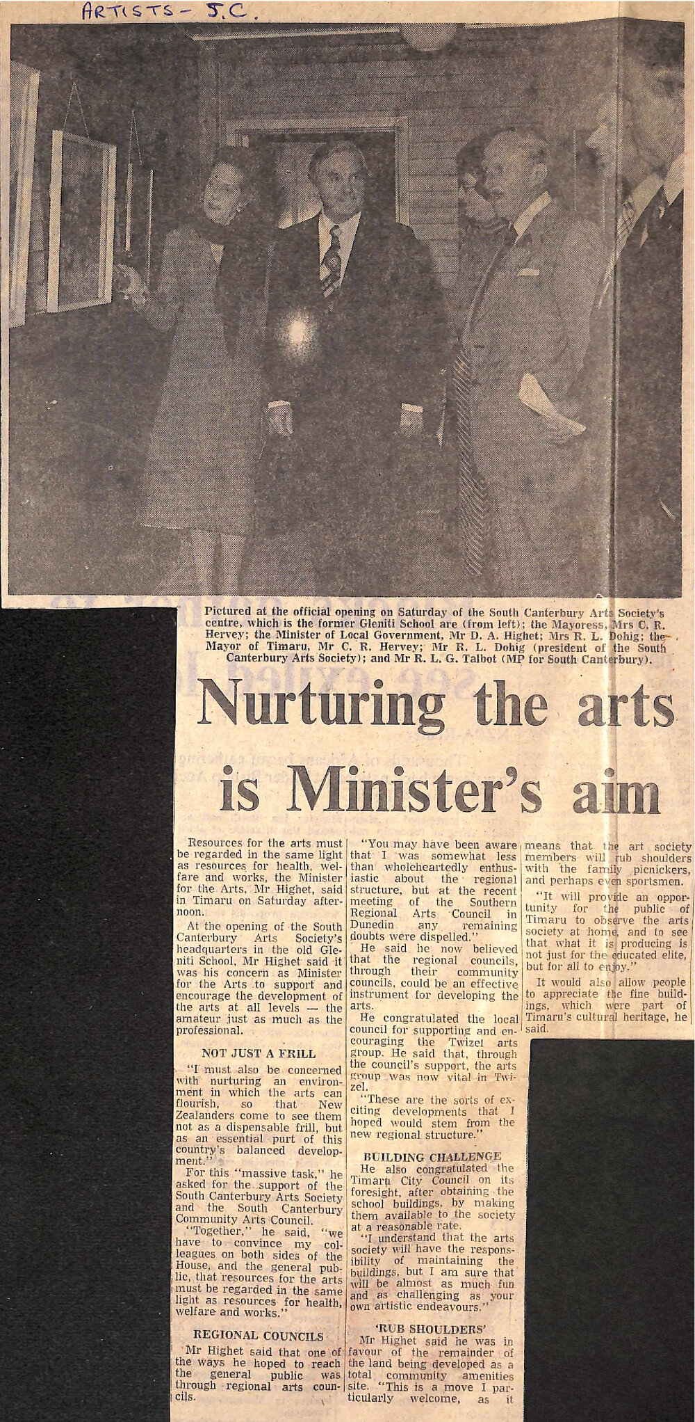 Nurturing the arts is Minister's aim
