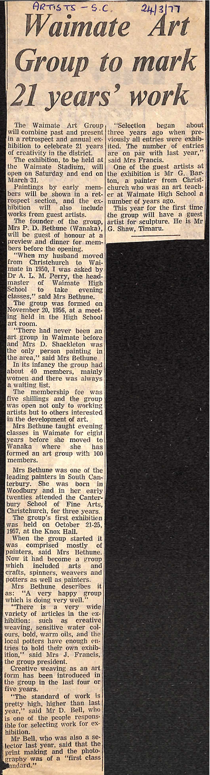 Waimate Art Group to mark 21 years' work