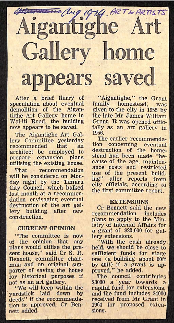 Aigantighe Art Gallery home appears saved