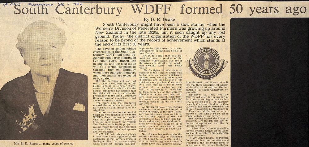South Canterbury WDFF formed 50 years ago