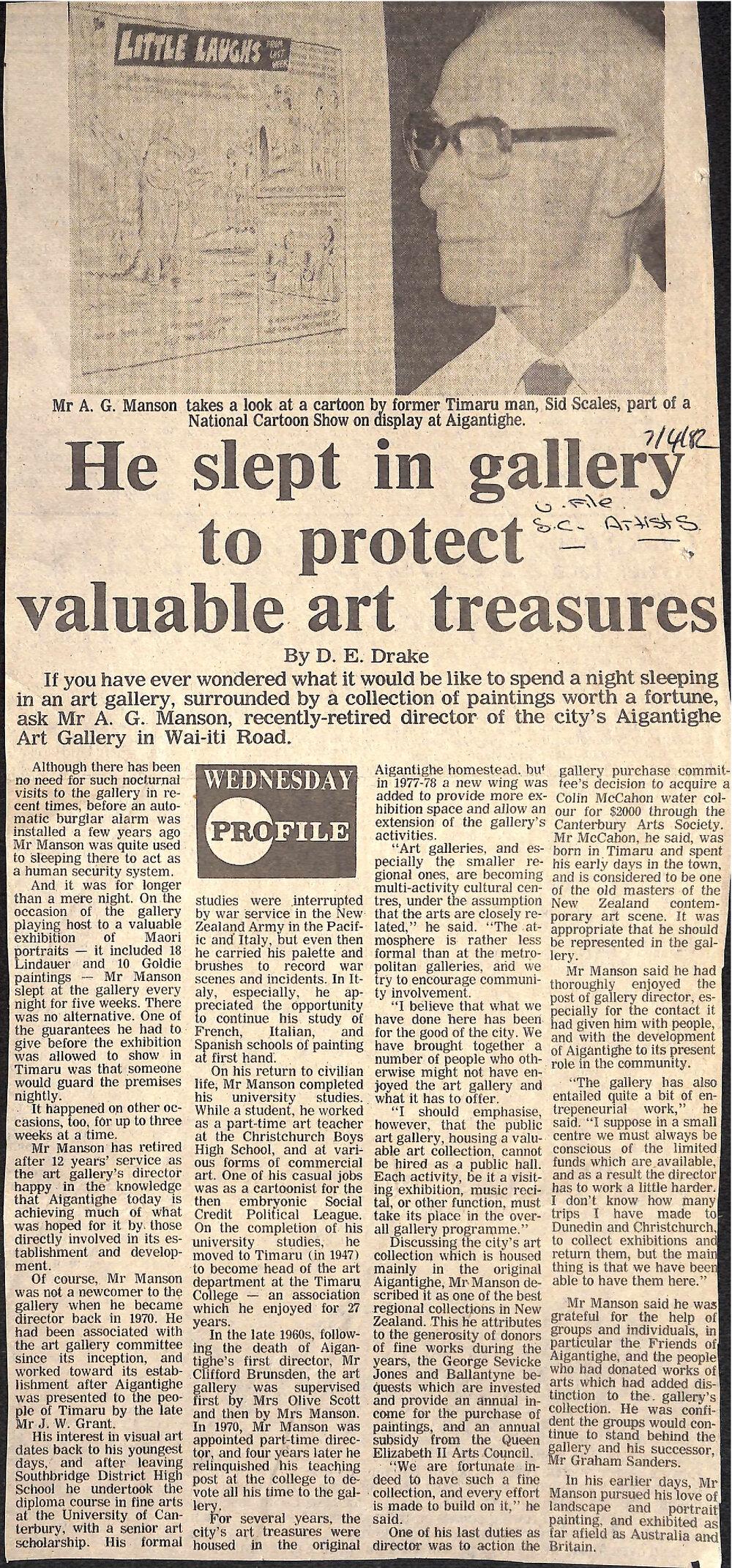 He slept in gallery to protect valuable art treasures