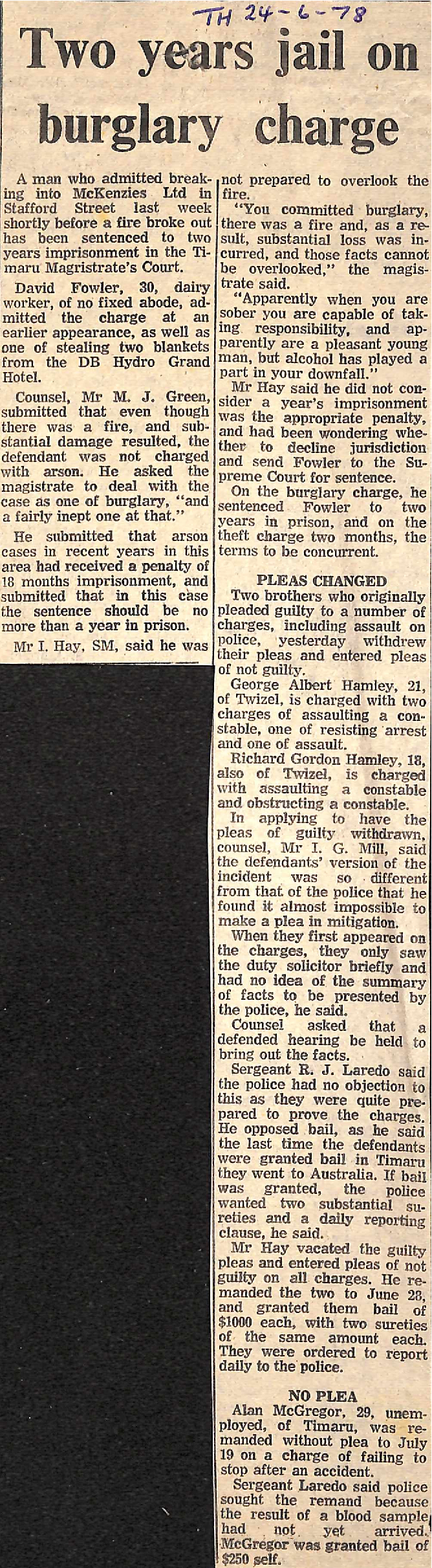 Two years jail on burglary charge