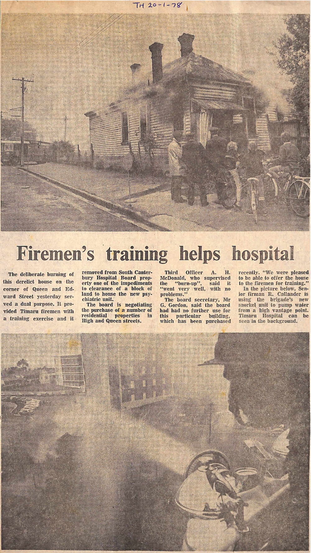 Firemen's training helps hospital
