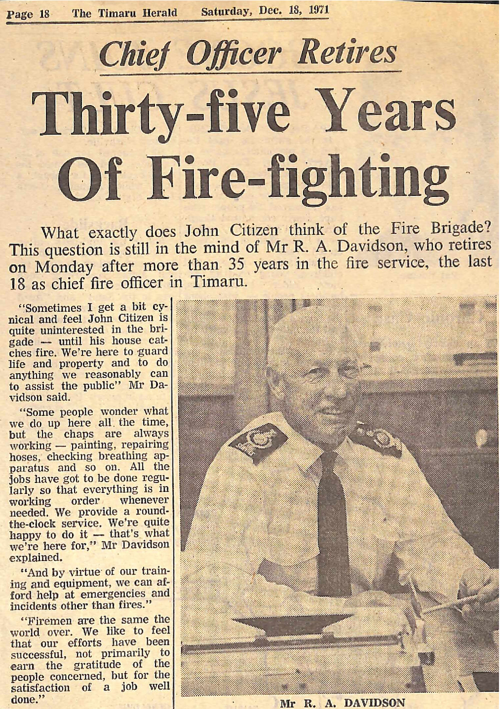 Chief Officer Retires: Thirty-five Years Of Fire-fighting