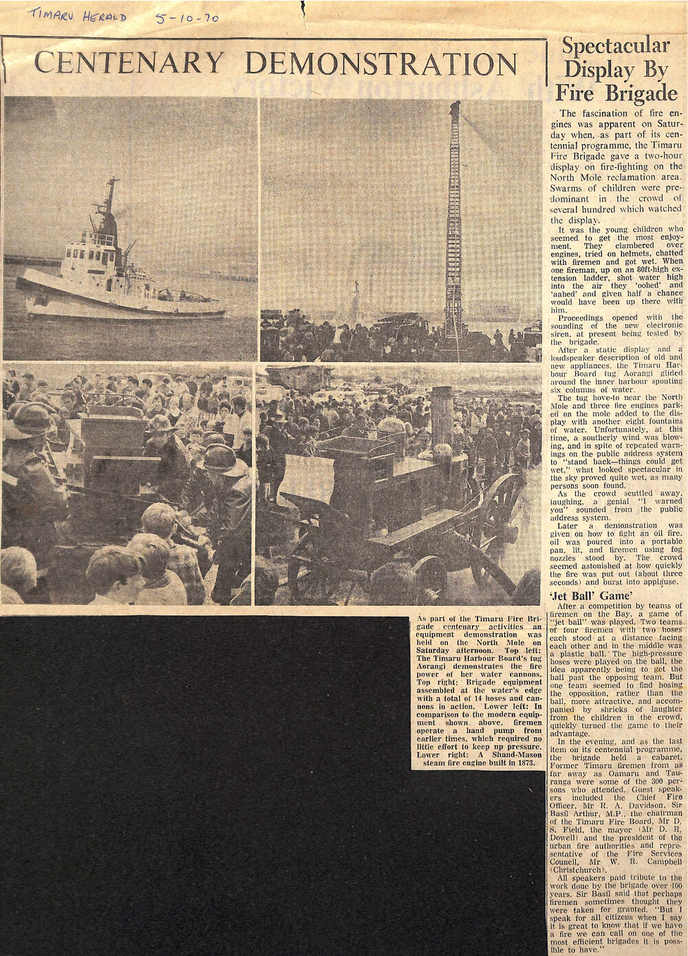 Centenary Demonstration: Spectacular Display By Fire Brigade