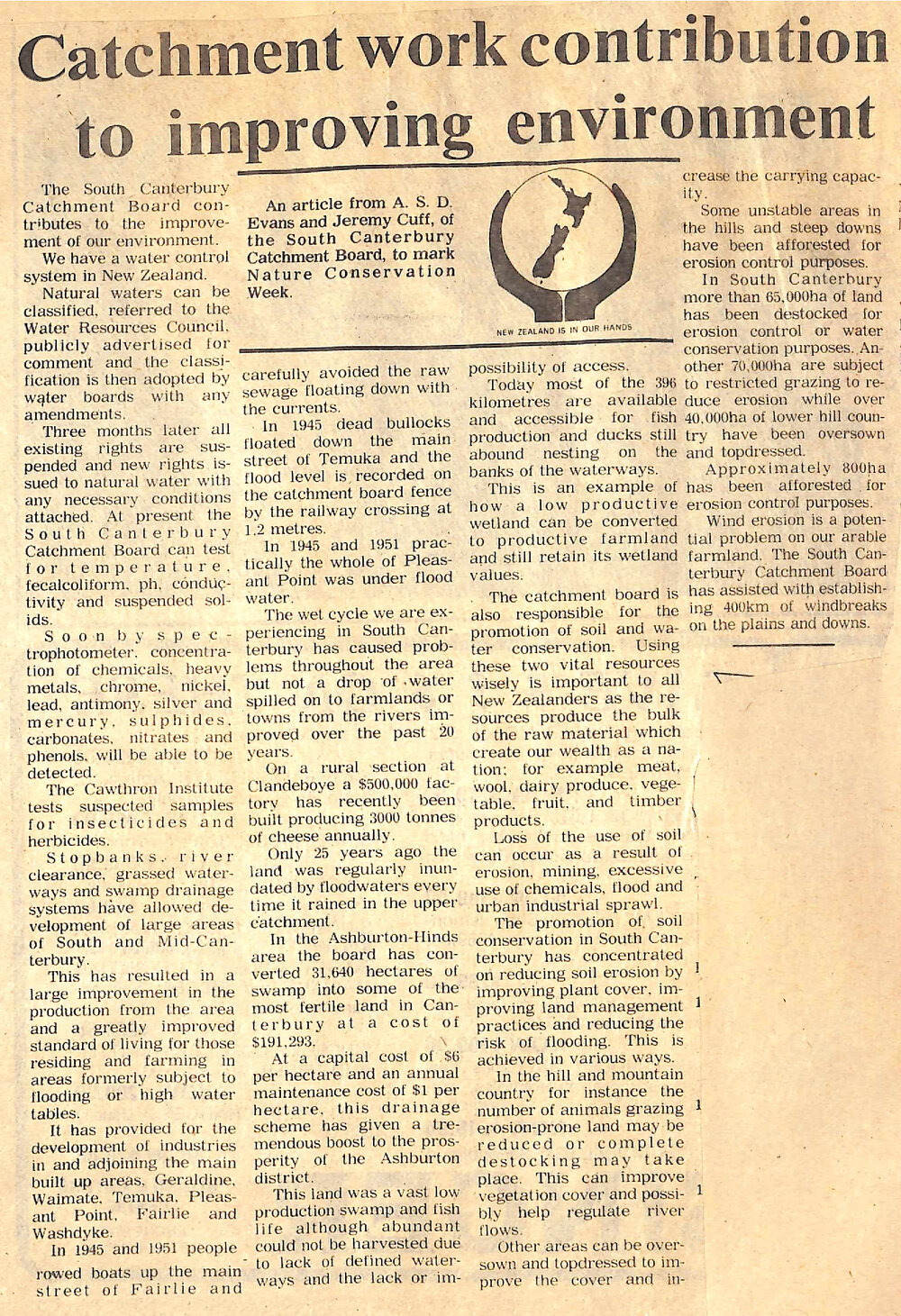 Catchment work contribution to improving environment