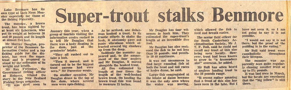 Super-trout stalks Benmore