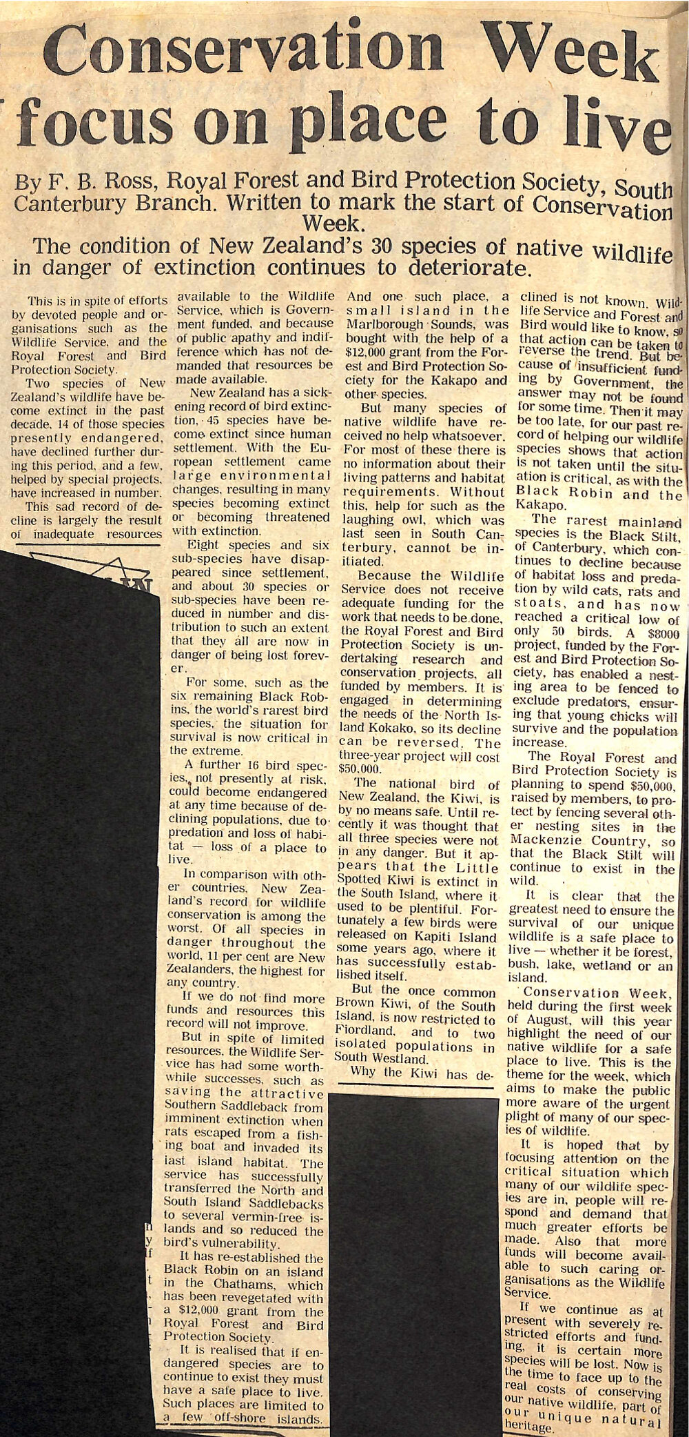 Conservation Week focus on place to live