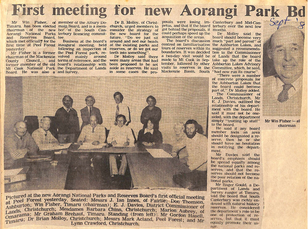 First meeting for new Aorangi Parks Board