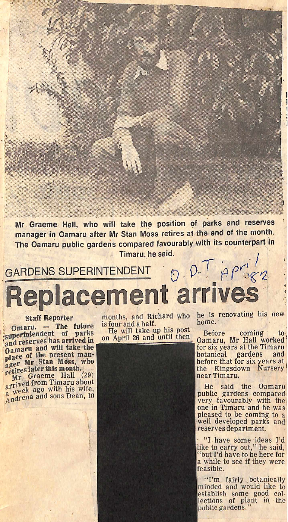 Gardens Superintendent: Replacement Arrives