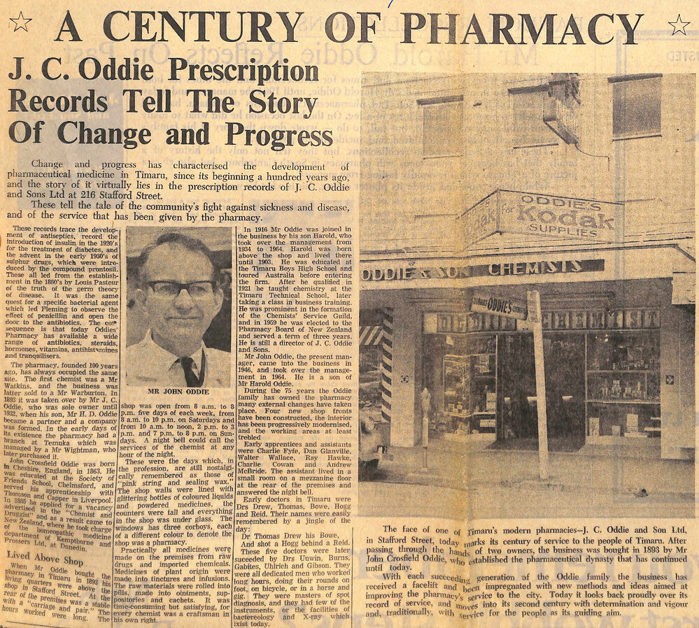 A Century of Pharmacy: J C Oddie Prescription Records Tell the Story of Change and Progress