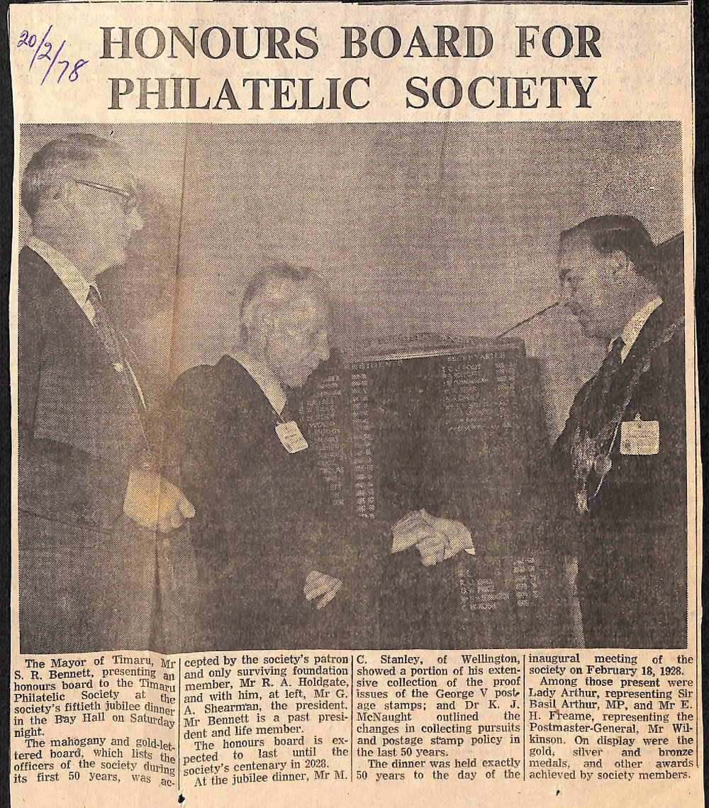 Honours Board for Philatelic Society