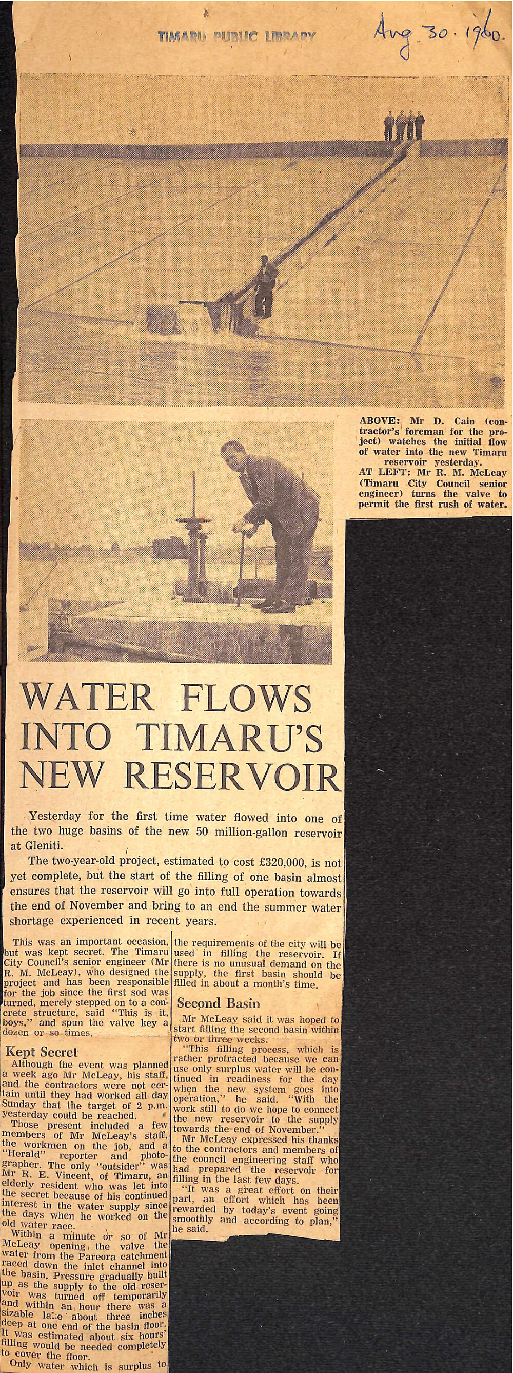Water Flows Into Timaru's New Reservoir