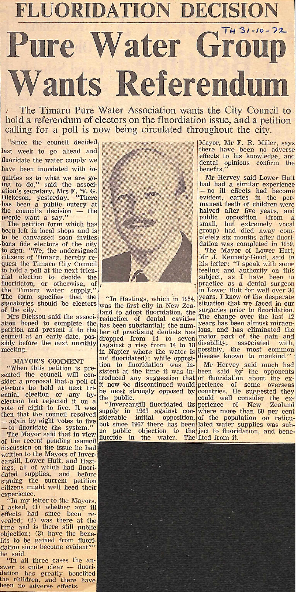 Fluoridation Decision: Pure Water Group Wants Referendum