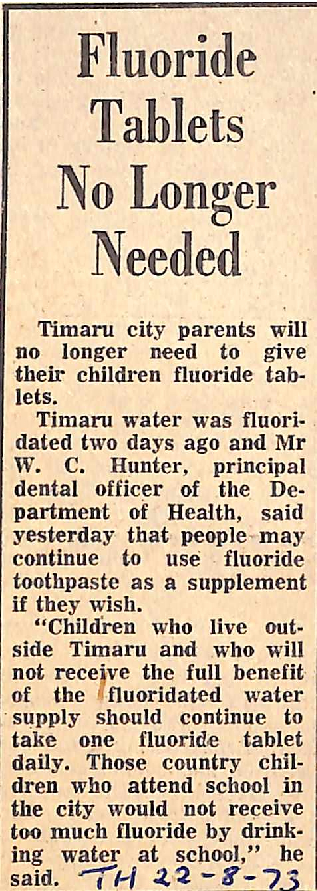 Fluoride Tablets No Longer Needed