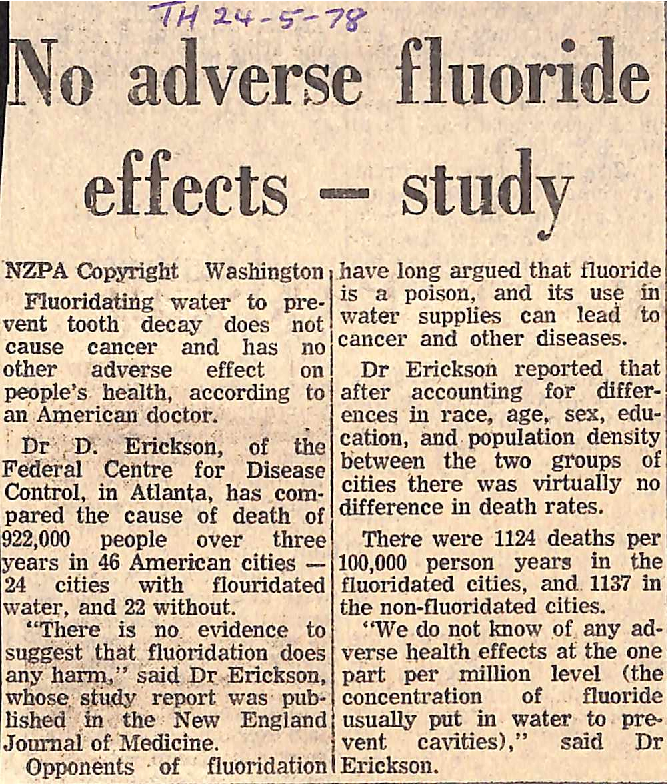 No adverse fluoride effects - study