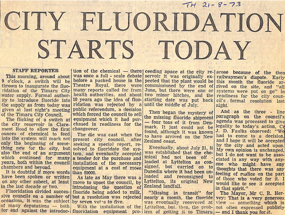 City Fluoridation Starts Today