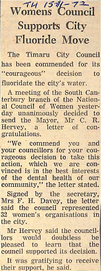 Women's Council Supports City Fluoride Move