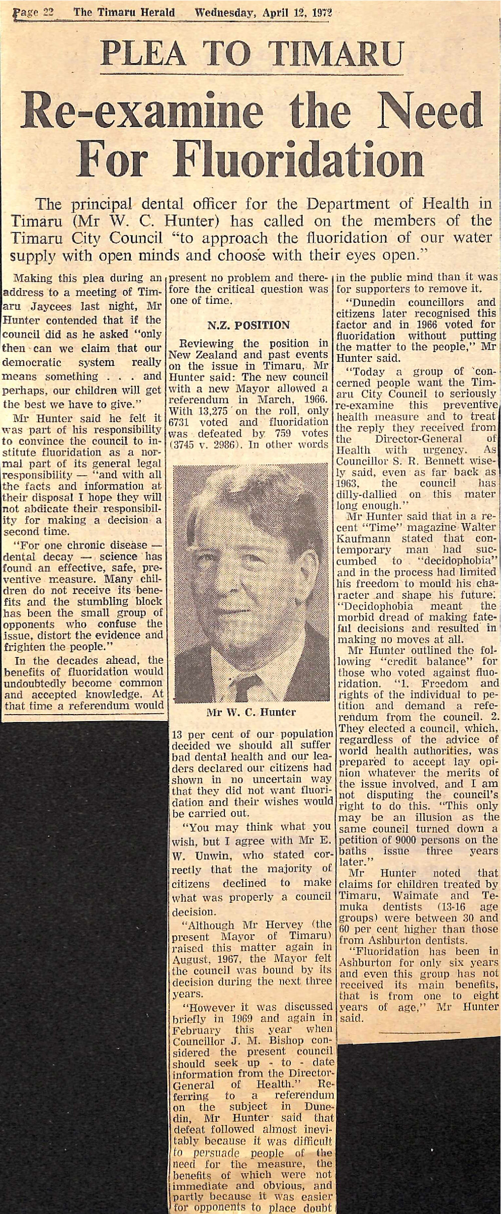 Plea to Timaru: Re-examine the Need For Fluoridation