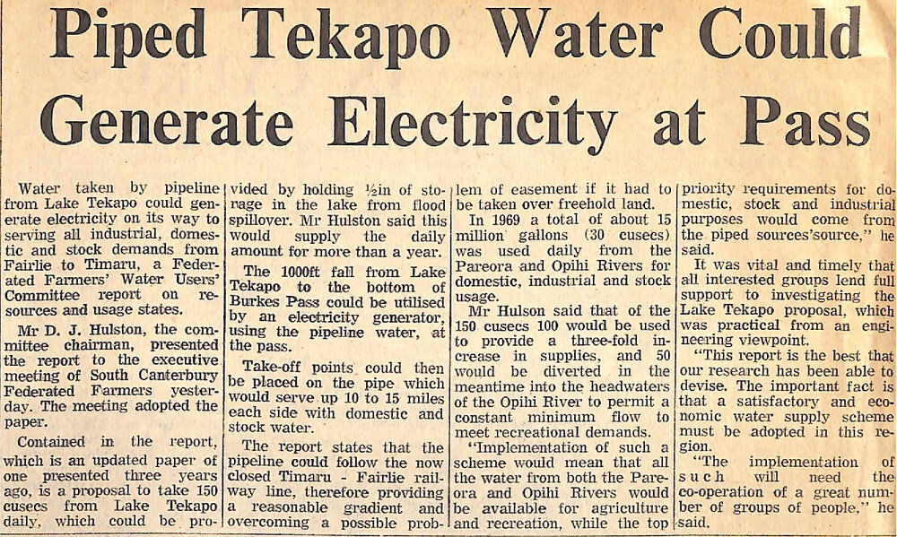 Piped Tekapo Water Could Generate Electricity at Park