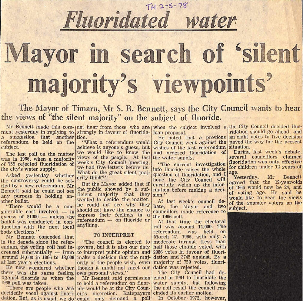 Fluoridated water: Mayor in search of 'silent majority's viewpoints'