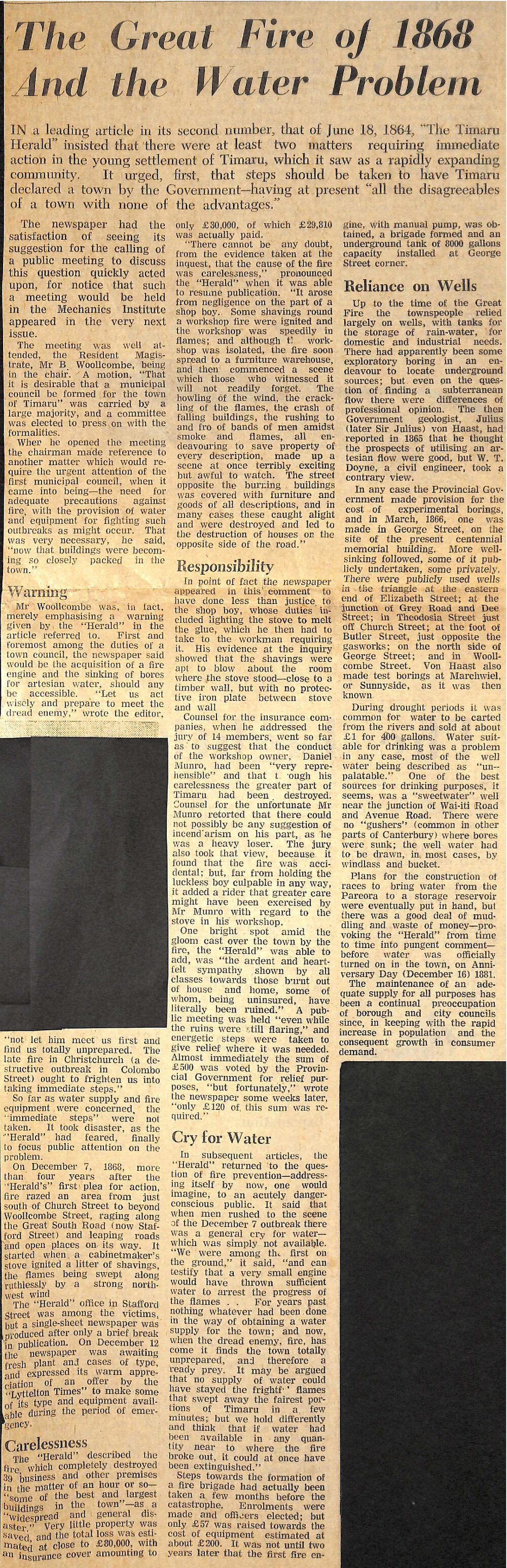 The Great Fire of 1868 And the Water Problem