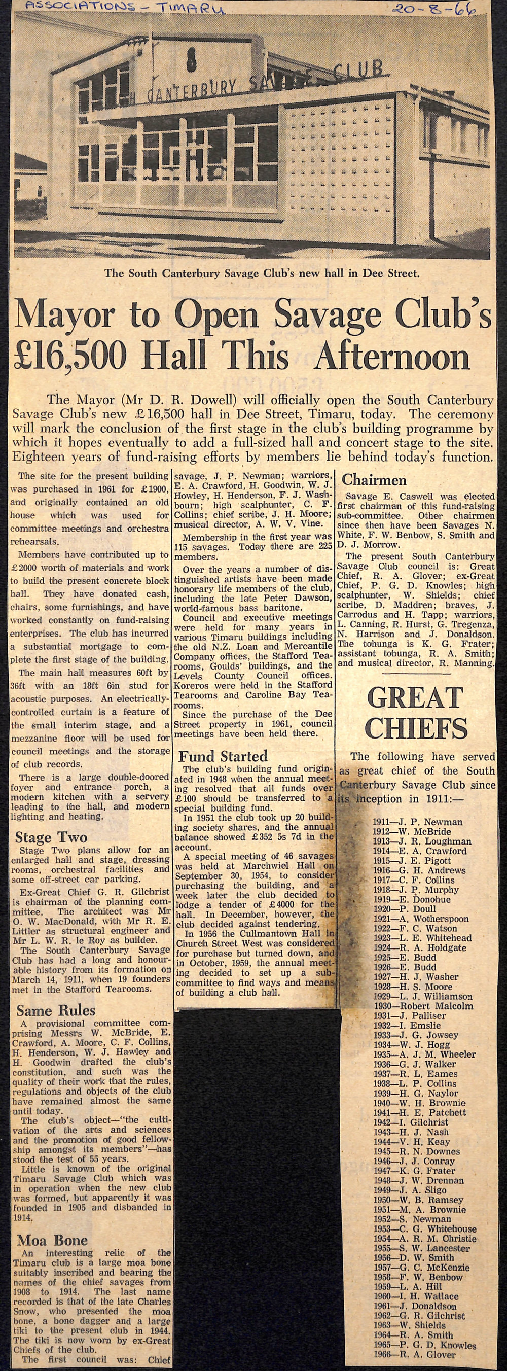 Mayor to Open Savage Club's &pound;16,500 Hall This Afternoon