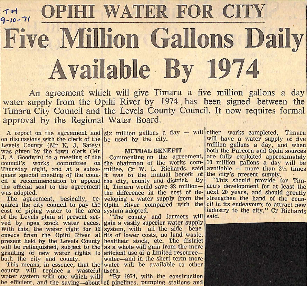 Opihi Water For City: Five Million Gallons Daily Available By 1974