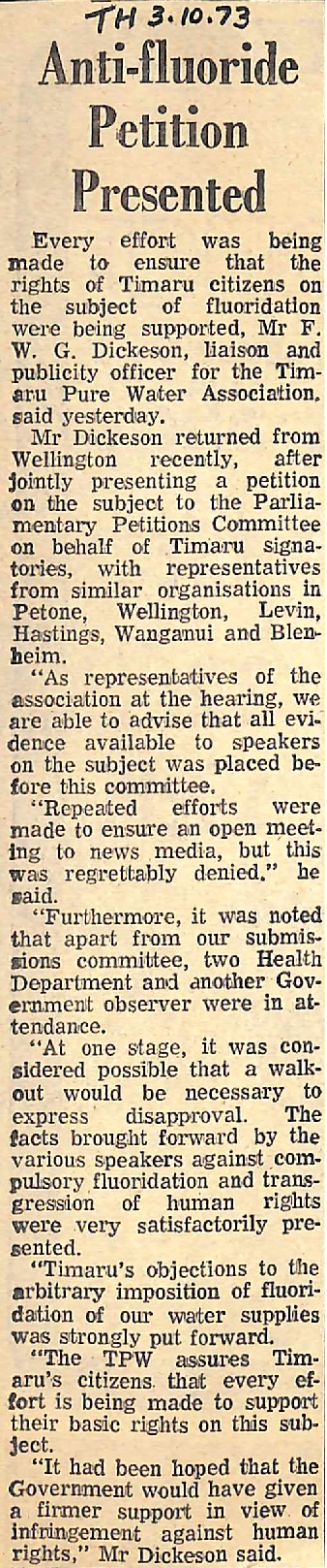 Anti-fluoride Petition Presented