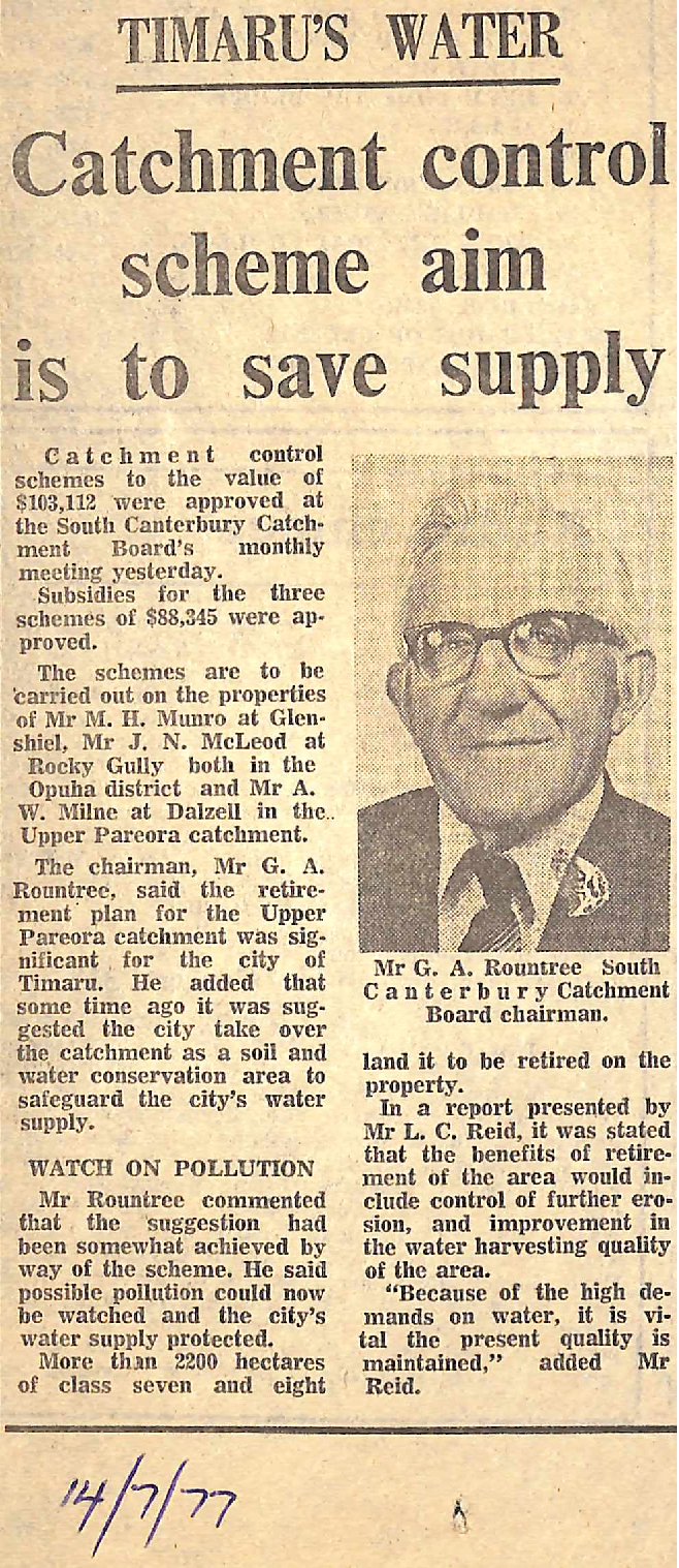 Timaru's Water: Catchment control scheme aim is to save supply