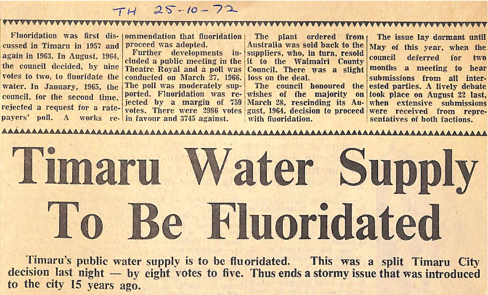 Timaru Water Supply To Be Fluoridated