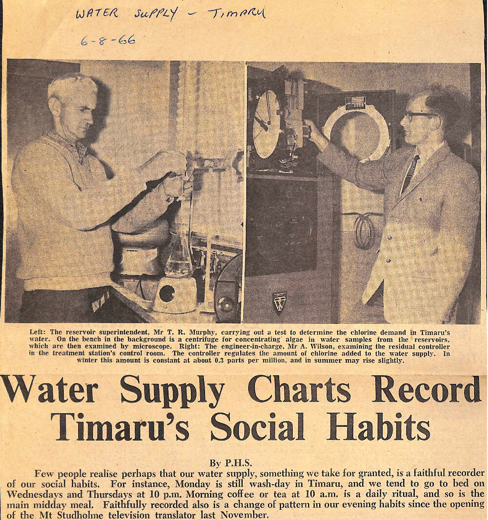 Water Supply Charts Record Timaru's Social Habits