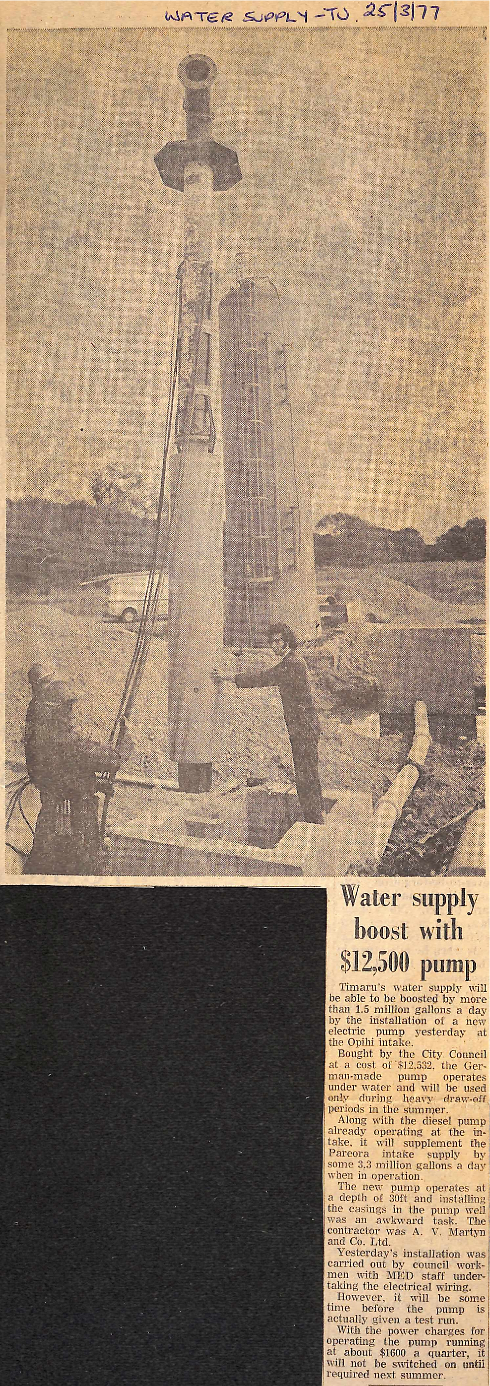 Water supply boost with $12,500 pump