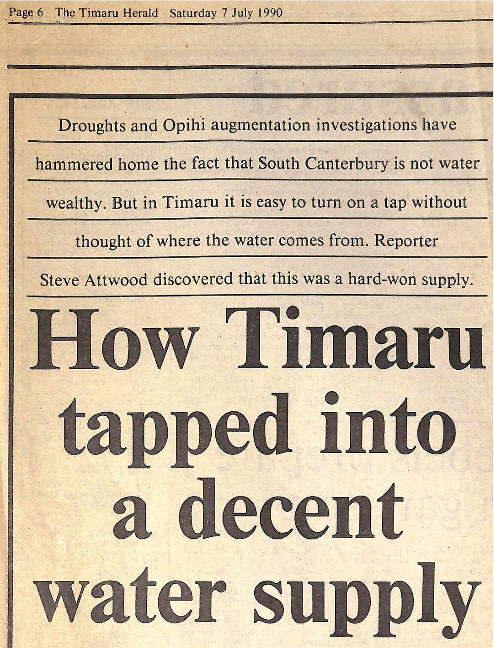 How Timaru tapped into a decent water supply