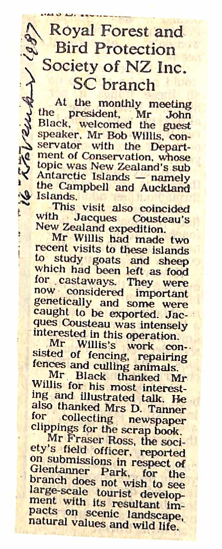 Royal Forest and Bird Protection Society of NZ Inc SC branch