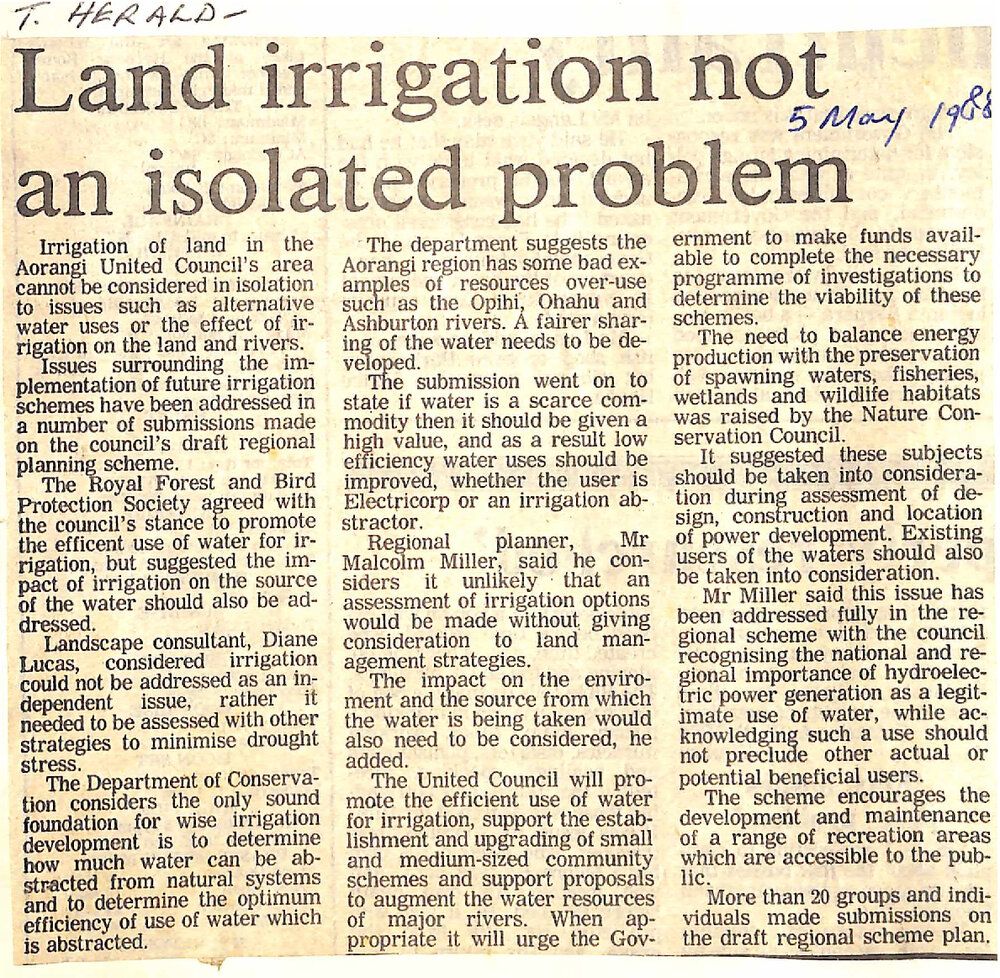 Land irrigation not an isolated problem