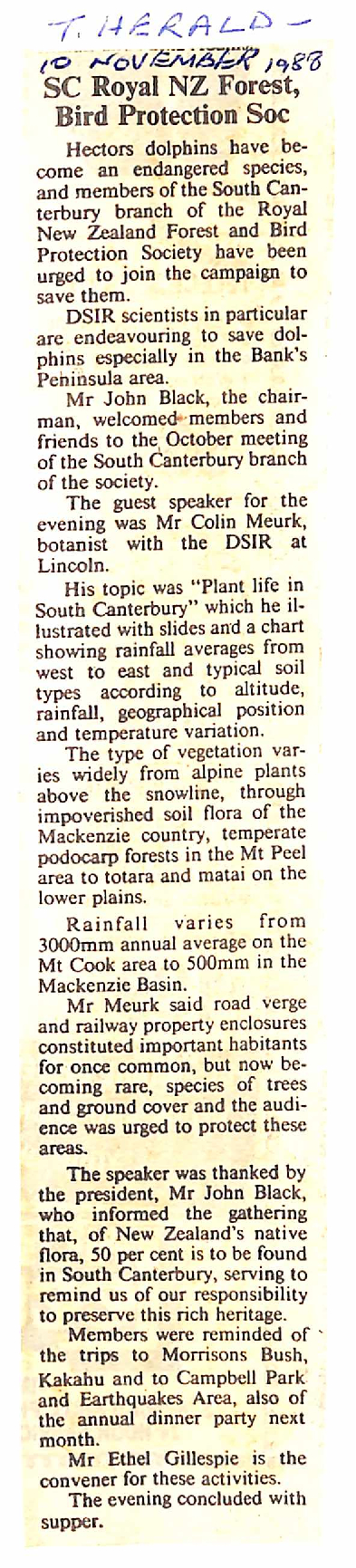 SC Royal NZ Forest, Bird Protection Soc