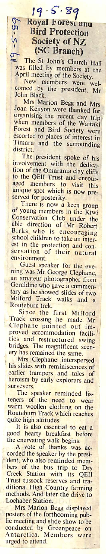 Royal Forest and Bird Protection Society of NZ (SC branch)