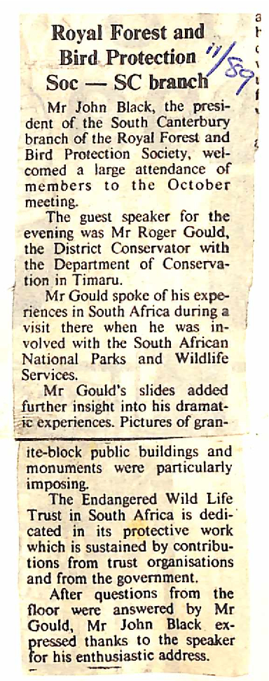 Royal Forest and Bird Protection Soc - SC Branch