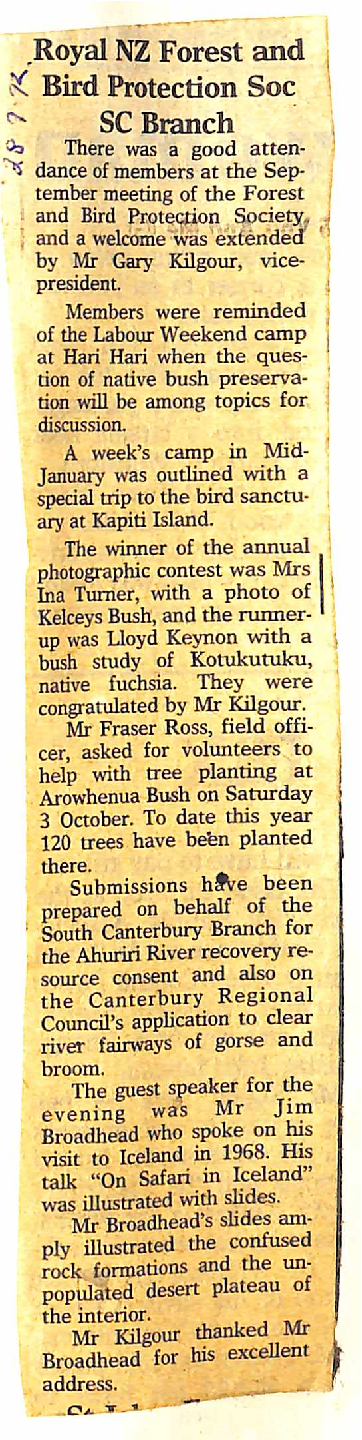 Royal NZ Forest and Bird Protection Soc SC Branch