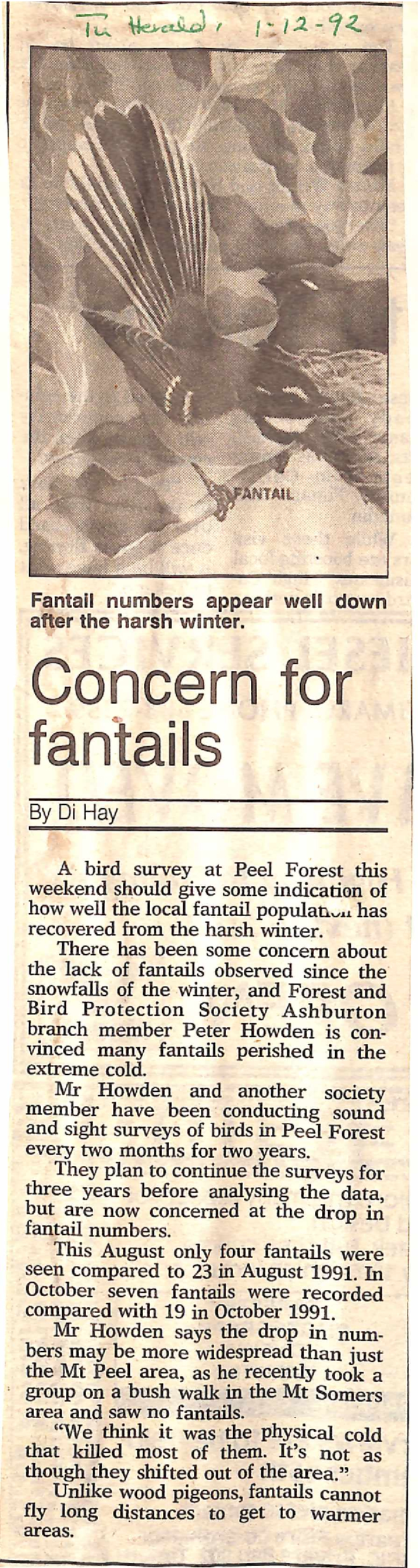 Concern for fantails