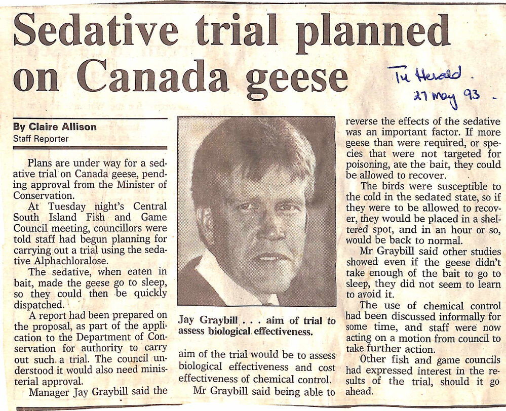 Sedative trial planned on Canada geese