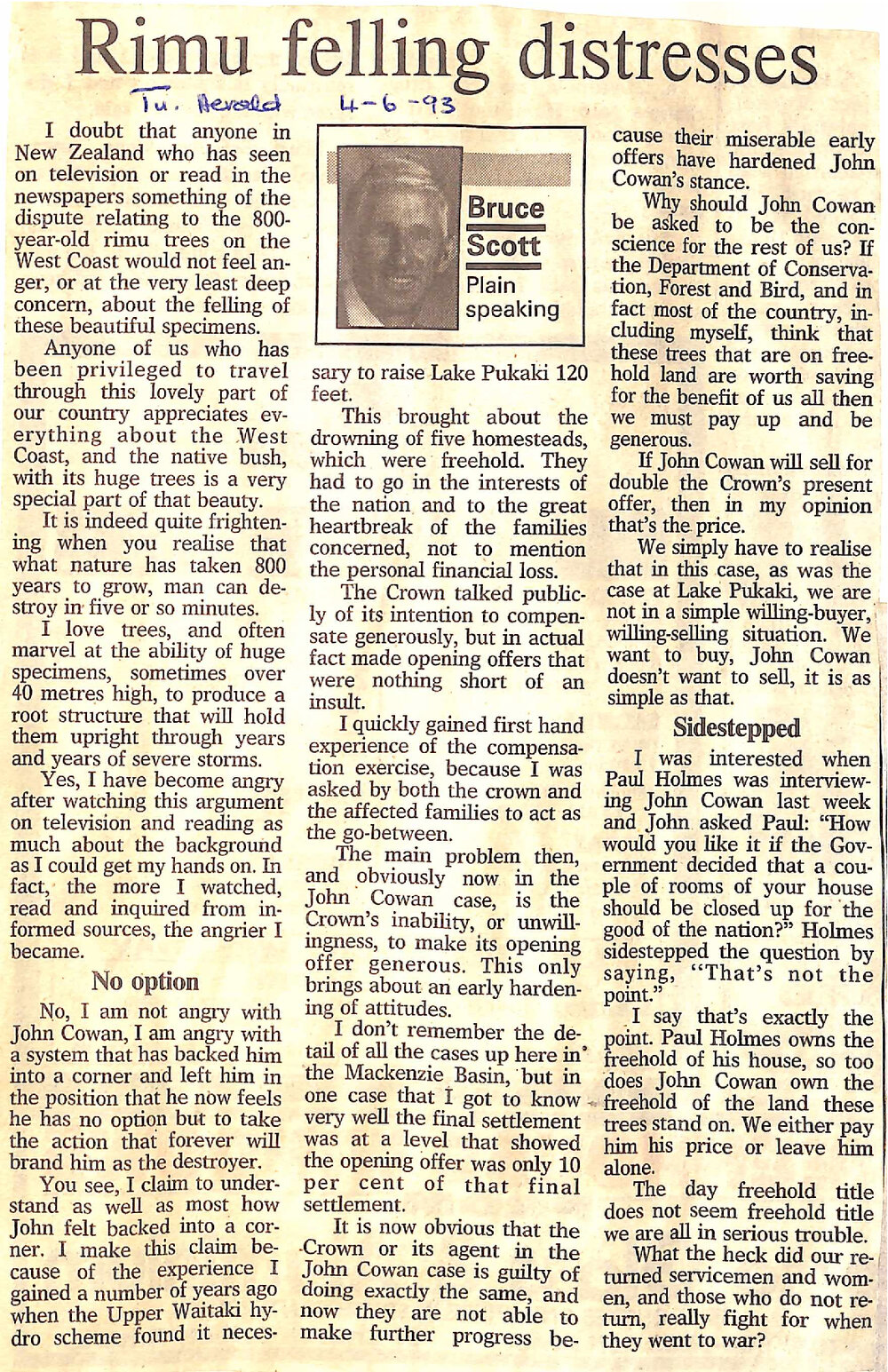 Rimu felling distresses