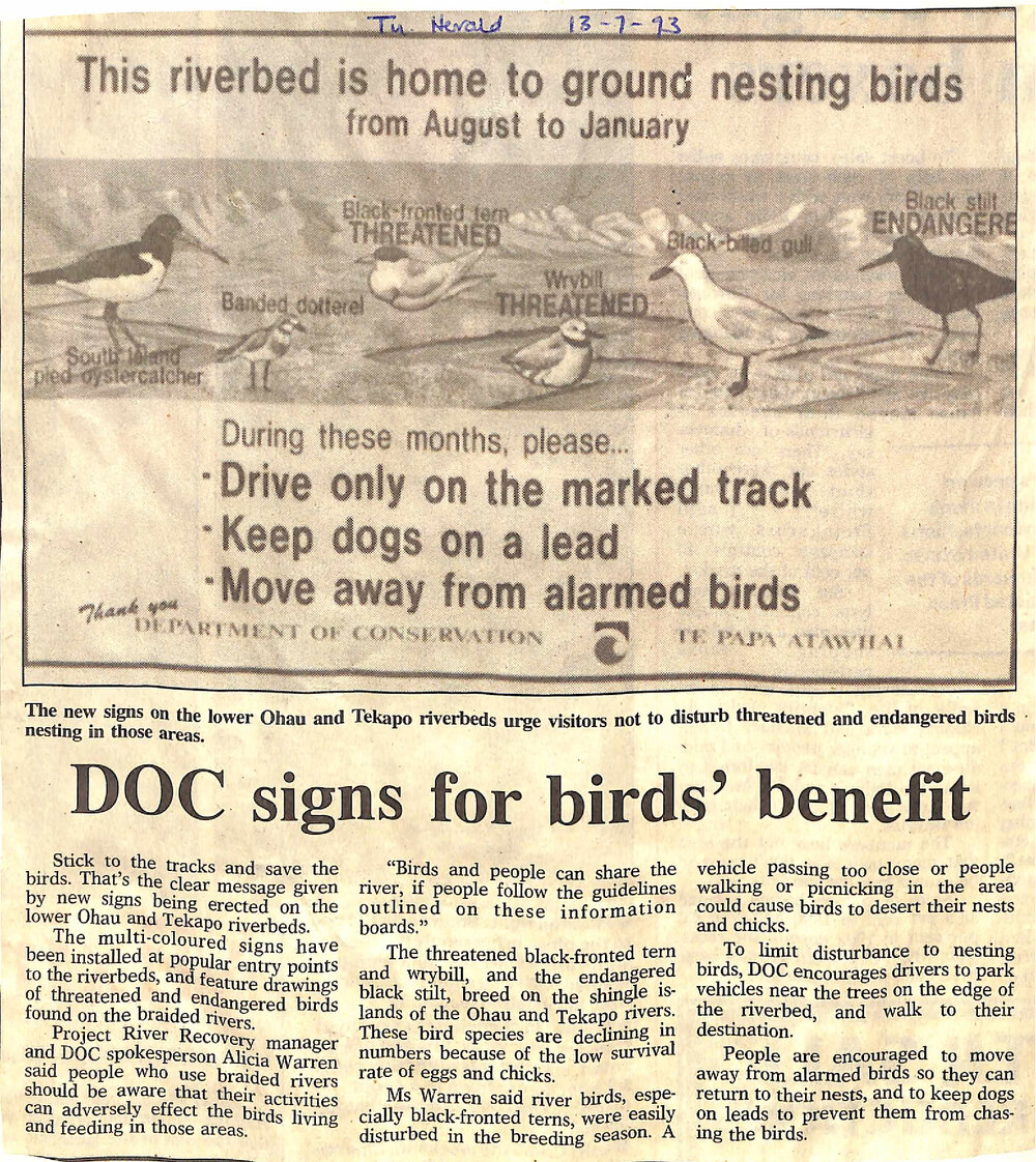 DOC signs for birds' benefit