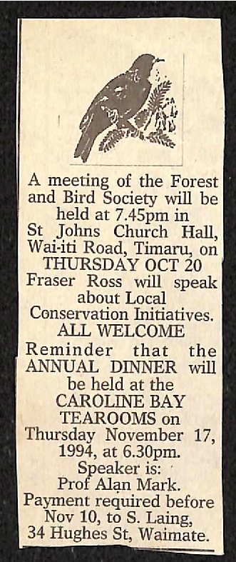 Meeting notice, SC Forest and Bird